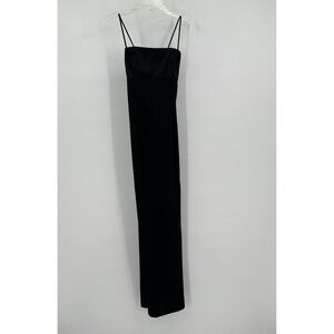 Morgan Co Womens Y2K Minimalist Evening Gown Size 3/4 Black Spaghetti Strap Maxi